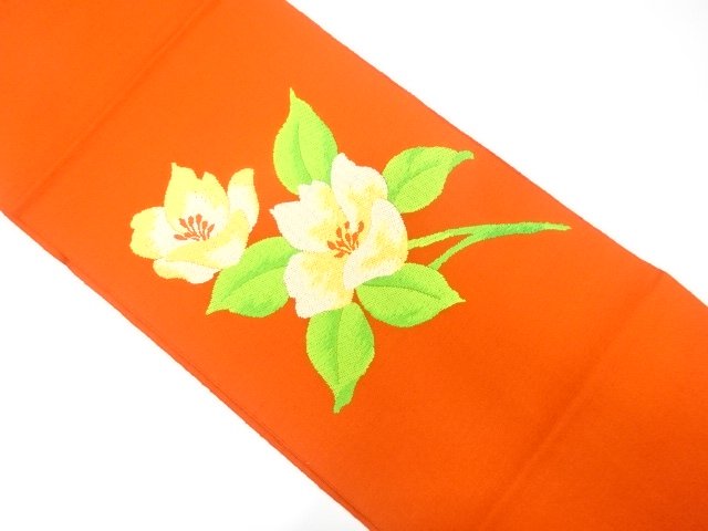 花模様織り出し　名古屋帯